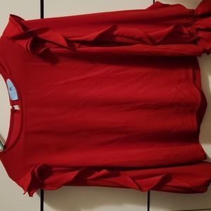 CECE red flutter sleeve blouse